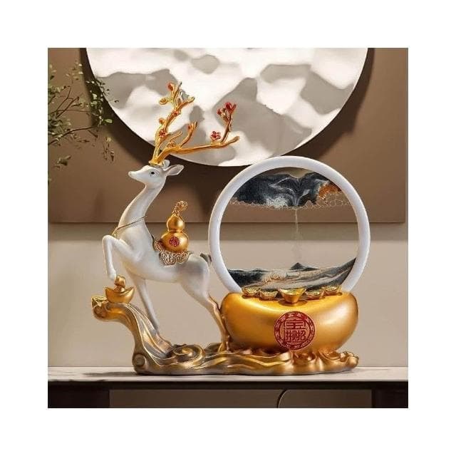 水晶樹流沙畫 黃水晶 發財樹 元寶鹿 招財擺飾 入厝禮物 客廳擺飾 喬遷禮品 玄關擺件 居傢裝飾 交換禮物