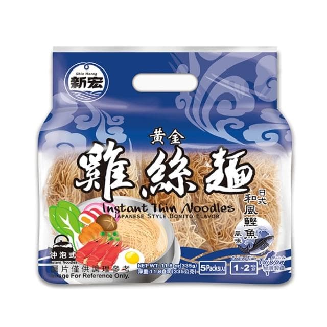 【彤老闆食品百貨】新宏 黃金雞絲麵 日式和風鰹魚/台式當歸藥膳風味/韓式人蔘 335g