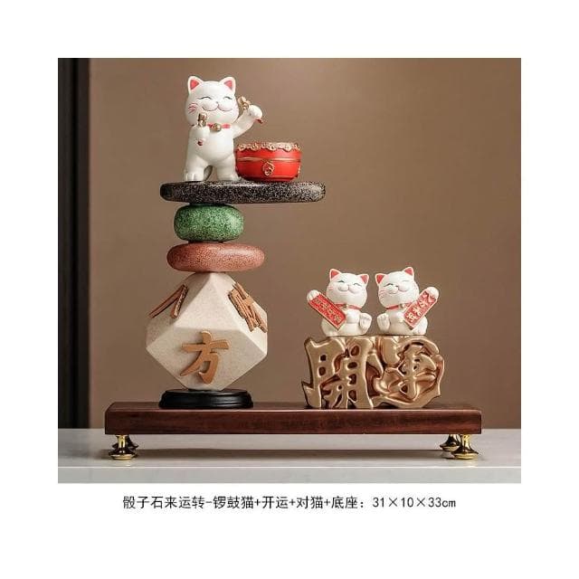 八方來財 時來運轉 招財貓擺件 辦公室酒櫃裝飾品八 喬遷店鋪開業禮品 時來運轉 療癒小物 辦公室風水陶瓷擺件