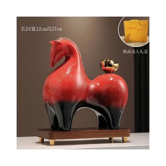 馬上有錢擺件 招財辦公室裝飾品 高檔新中式客廳擺件 喬遷開業禮品 祝福寓意 療癒小物 辦公室風水陶瓷擺件