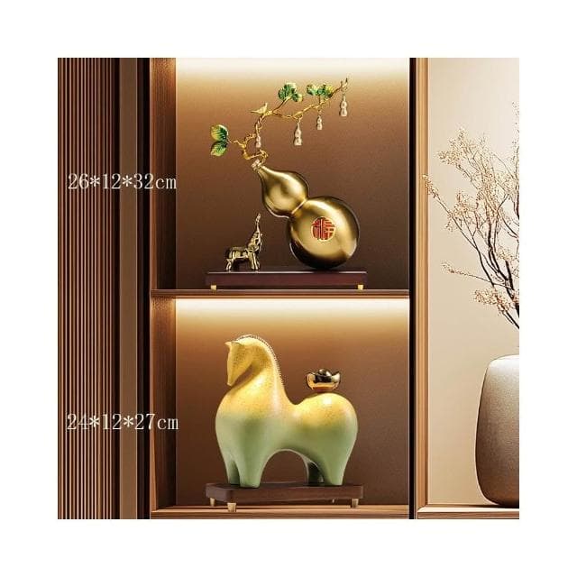 馬上有錢擺件 招財辦公室裝飾品 高檔新中式客廳擺件 喬遷開業禮品 祝福寓意 療癒小物 辦公室風水陶瓷擺件