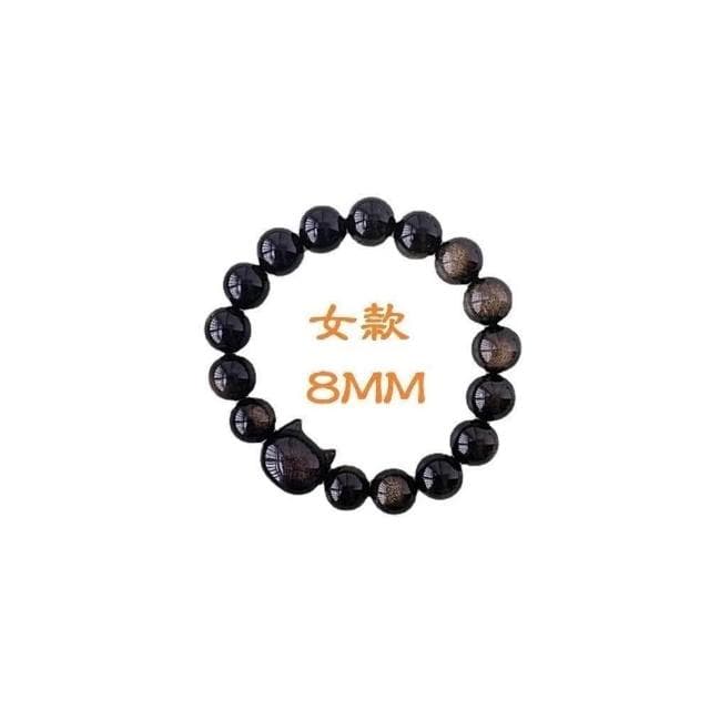 【開運堂】黑夜精靈 招財貓天然銀曜石手串黑曜石男女手鍊