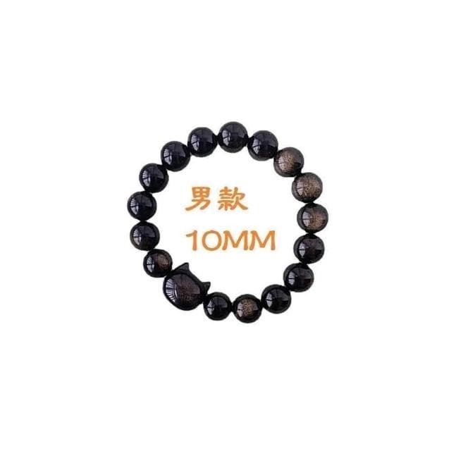 【開運堂】黑夜精靈 招財貓天然銀曜石手串黑曜石男女手鍊