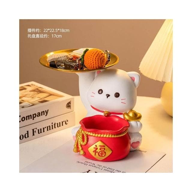 優選 招財貓鑰匙收納擺件 玄關擺件 招財貓入戶擺設 客廳裝飾品 搬傢喬遷新居禮物 招財納福收納擺件 放鑰匙 鑰匙收納