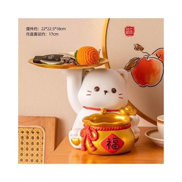 優選 招財貓鑰匙收納擺件 玄關擺件 招財貓入戶擺設 客廳裝飾品 搬傢喬遷新居禮物 招財納福收納擺件 放鑰匙 鑰匙收納