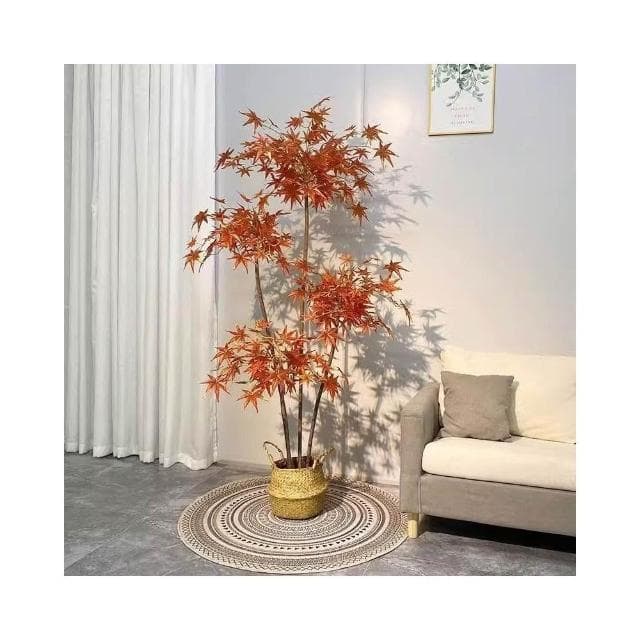 ✨可開發票✨ins仿真紅綠植楓樹盆栽北歐現代輕奢客廳房間網紅室內落地假樹 假植物落地擺件居傢裝飾 仿真植物 人造植物