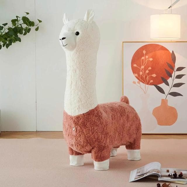 免運 網紅創意大號羊駝凳子 客廳落地擺件 毛絨動物座椅 搬家禮物 喬遷新居禮物