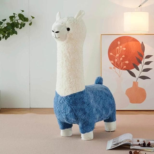 免運 網紅創意大號羊駝凳子 客廳落地擺件 毛絨動物座椅 搬家禮物 喬遷新居禮物