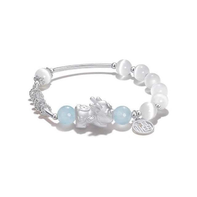 【開運堂】🔥現貨🔥貔貅手鍊貔極泰來福氣滿滿貓眼石粉晶貔貅福牌銅鍍銀串珠手鍊女錦鯉大王