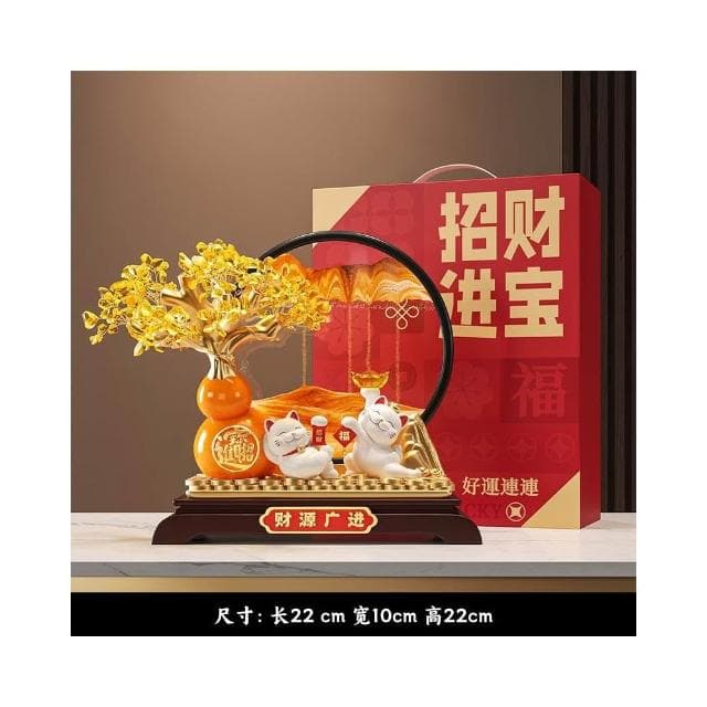 發財樹流沙畫招財貓擺件開業禮物辦公室店鋪前臺裝飾喬遷新居禮物