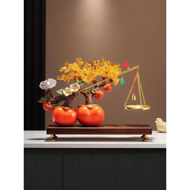 柿柿稱心如意招財擺件玄關客廳高檔裝飾品發財樹喬遷新居搬家禮物