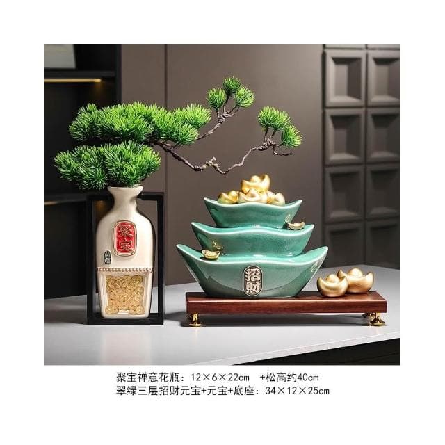 招財聚寶盆擺件新中式家居客廳辦公室博古架高檔裝飾品喬遷禮物