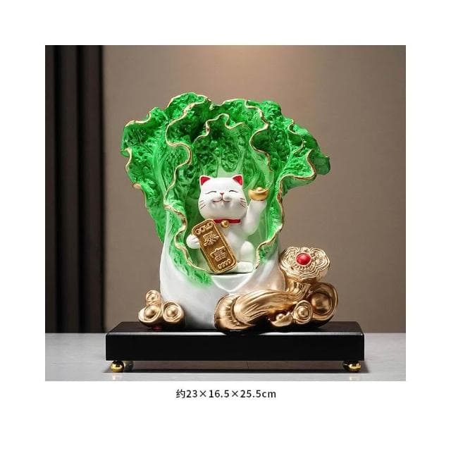 百財如意白菜擺件招財貓客廳辦公室酒櫃收銀臺裝飾品喬遷開業禮物