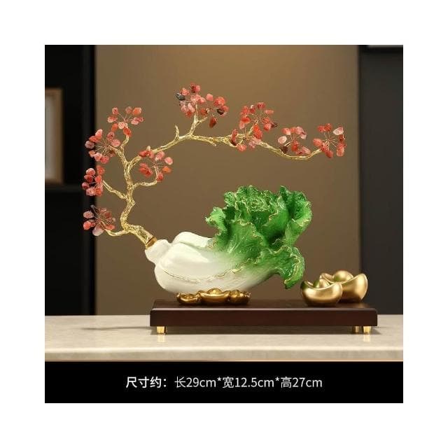 白菜擺件高端款客廳玄關招財開業禮品百財酒櫃裝飾品喬遷開店禮物