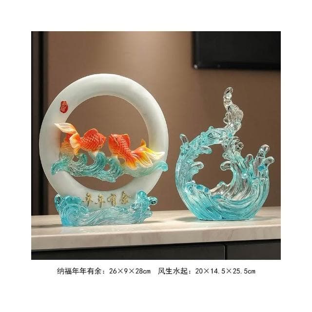 年年有餘招財魚擺件玄關辦公室客廳酒櫃電視櫃裝飾品搬家喬遷禮物