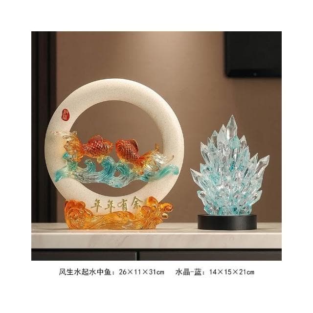 年年有餘招財魚擺件玄關辦公室客廳酒櫃電視櫃裝飾品搬家喬遷禮物