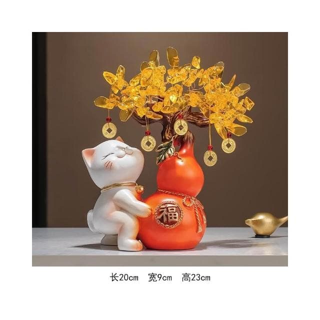 新中式福袋葫蘆招財貓擺件發財搖錢樹客廳酒櫃裝飾品喬遷新居禮品