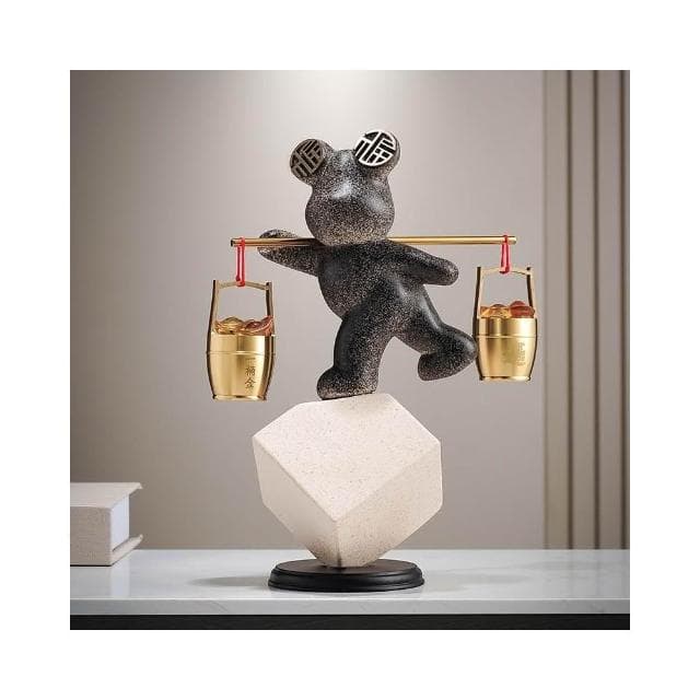 招財進寶熊一桶金擺件玄關客廳電視櫃裝飾辦公室開業喬遷新居禮物