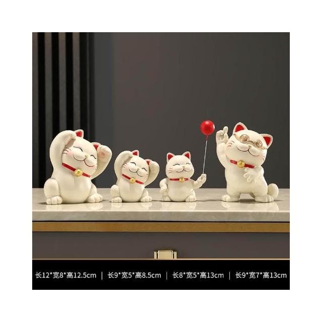 招財貓一家三四五口的擺件輕奢客廳電視櫃酒櫃玄關裝飾品喬遷禮物