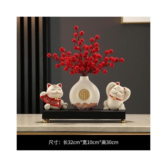 招財貓一家三四五口的擺件輕奢客廳電視櫃酒櫃玄關裝飾品喬遷禮物