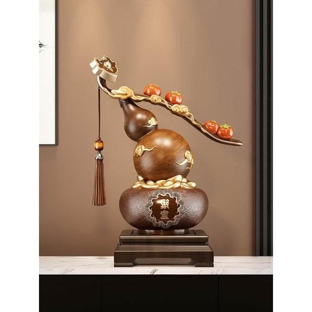 柿柿如意葫蘆聚寶盆擺件客廳招財聚財喬遷新居搬家禮物裝飾