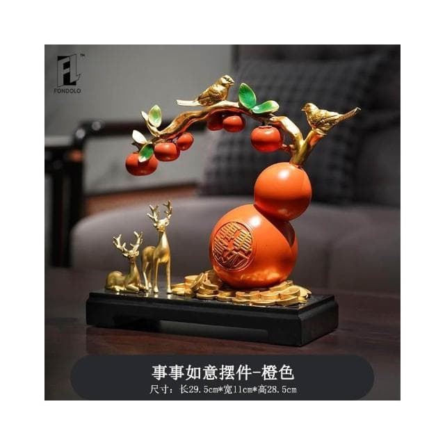柿柿如意葫蘆聚寶盆擺件客廳招財聚財喬遷新居搬家禮物裝飾