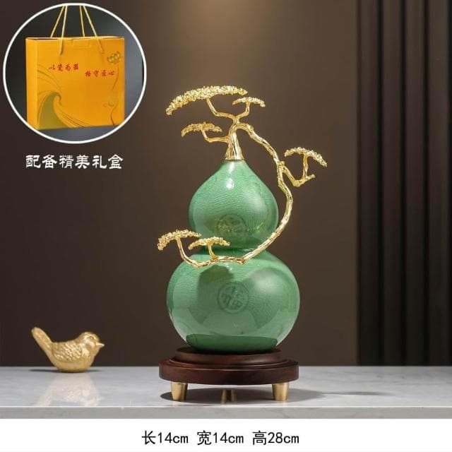琺瑯彩蘭花葫蘆擺件高檔客廳酒櫃辦公室裝飾品喬遷新居禮品
