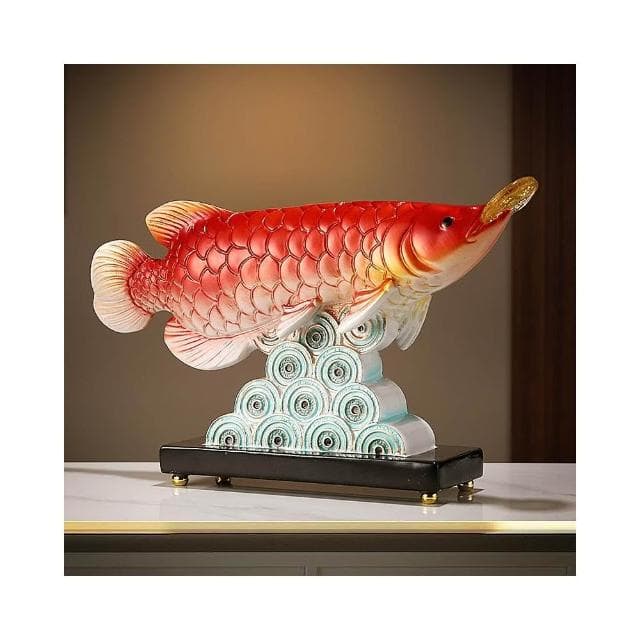 新中式年年有餘招財金龍魚擺件客廳酒櫃玄關辦公桌面喬遷開業禮物