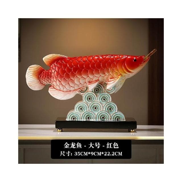 新中式年年有餘招財金龍魚擺件客廳酒櫃玄關辦公桌面喬遷開業禮物