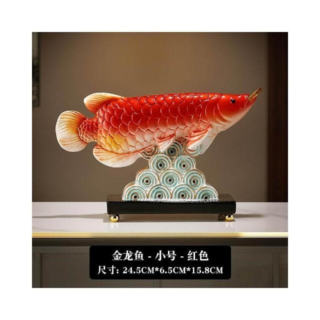 新中式年年有餘招財金龍魚擺件客廳酒櫃玄關辦公桌面喬遷開業禮物