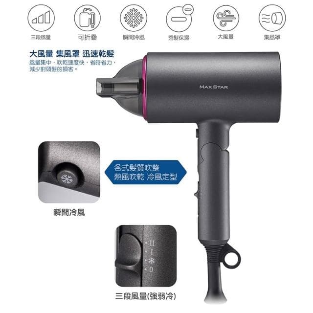 【太星電工】MAX STAR負離子時尚吹風機(1200W) HN1200