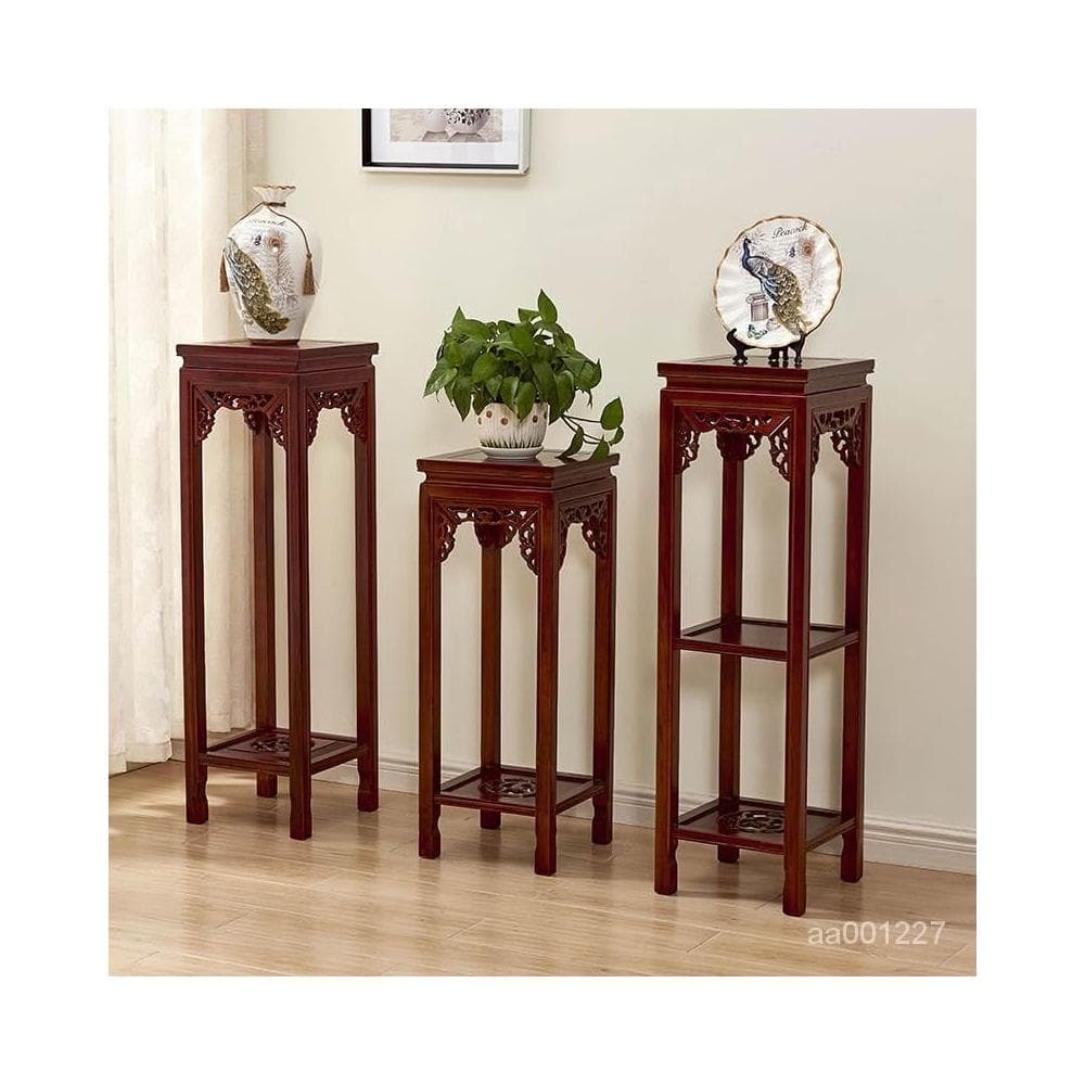 花架實木中式客廳榆木仿古花架子多層室內特價綠蘿盆景方形展示邊桌 盆栽架 花架 植物架 3TJ3