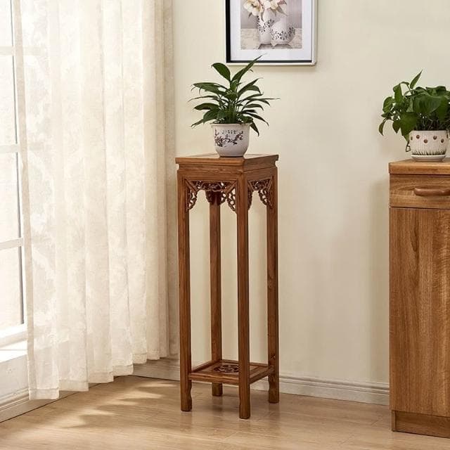 花架實木中式客廳榆木仿古花架子多層室內特價綠蘿盆景方形展示邊桌 盆栽架 花架 植物架 3TJ3