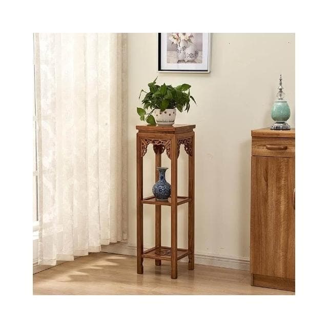 花架實木中式客廳榆木仿古花架子多層室內特價綠蘿盆景方形展示邊桌 盆栽架 花架 植物架 3TJ3