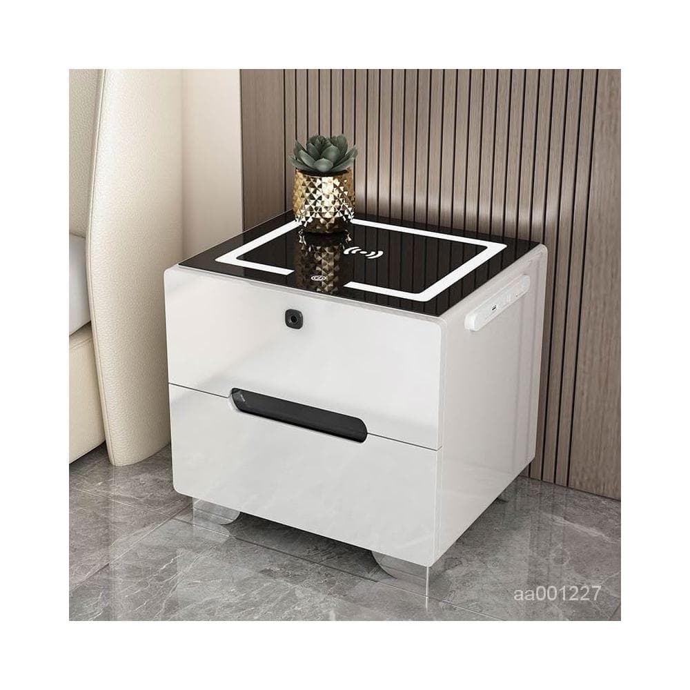 智能床頭櫃現代簡約多功能帶燈無綫充電指紋鎖藍牙音響臥室床邊櫃床頭櫃 抽屜櫃 臥室櫃 置物櫃 收納櫃 XKK8