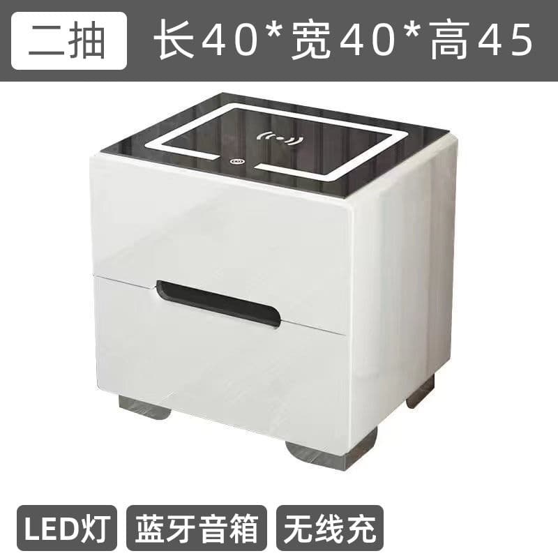 智能床頭櫃現代簡約多功能帶燈無綫充電指紋鎖藍牙音響臥室床邊櫃床頭櫃 抽屜櫃 臥室櫃 置物櫃 收納櫃 XKK8