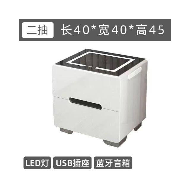 智能床頭櫃現代簡約多功能帶燈無綫充電指紋鎖藍牙音響臥室床邊櫃床頭櫃 抽屜櫃 臥室櫃 置物櫃 收納櫃 XKK8