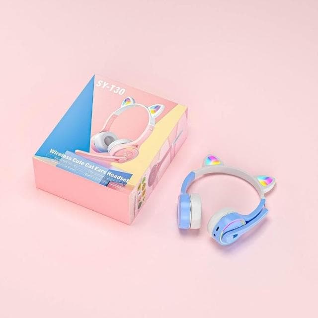 SY-T30可愛貓耳兒童耳機 藍牙頭戴式網課耳機手機K歌無線耳機