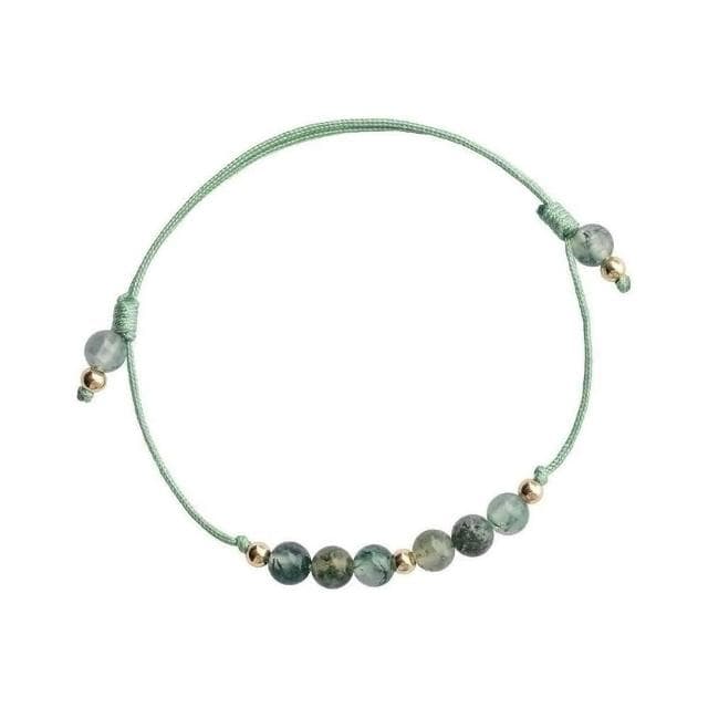 【開運堂】現貨 水草瑪瑙葡萄石手工編織手繩天然石幸運金珠小眾設計禮物14k金輕奢疊戴手鍊