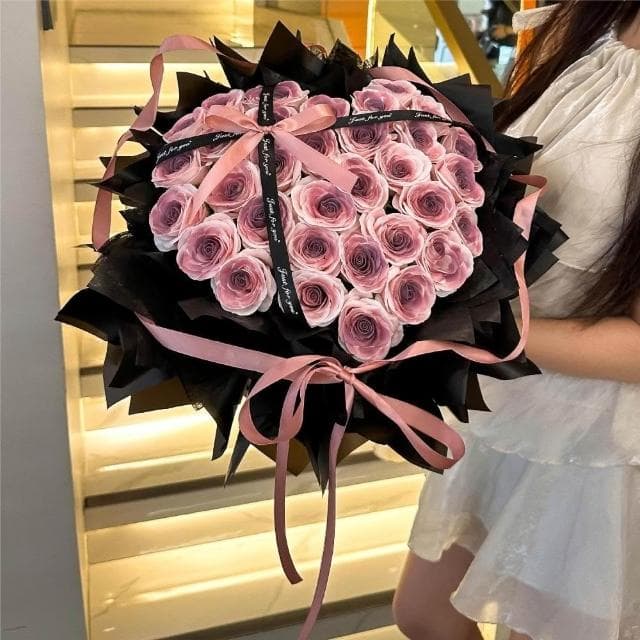 七夕創意禮物 烏梅子醬永生花 仿真花 玫瑰花花束 送女友情人節小禮品