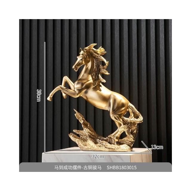 新中式馬到成功擺件 博古架擺件 輕奢客廳酒櫃裝飾品 家居桌面擺飾 辦公室書櫃裝飾 喬遷開業禮物