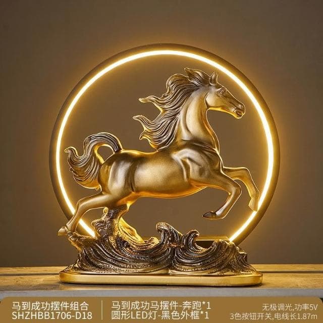 新中式馬到成功擺件 博古架擺件 輕奢客廳酒櫃裝飾品 家居桌面擺飾 辦公室書櫃裝飾 喬遷開業禮物