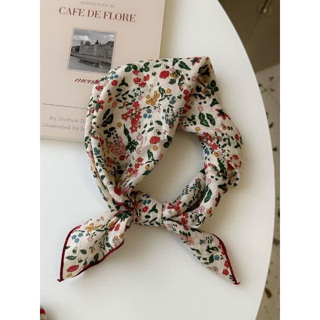 🎗飾間首飾鋪 軟乎方巾碎花波點棉麻領巾圍脖配飾裝飾頭巾文藝復古小清新ins腰巾