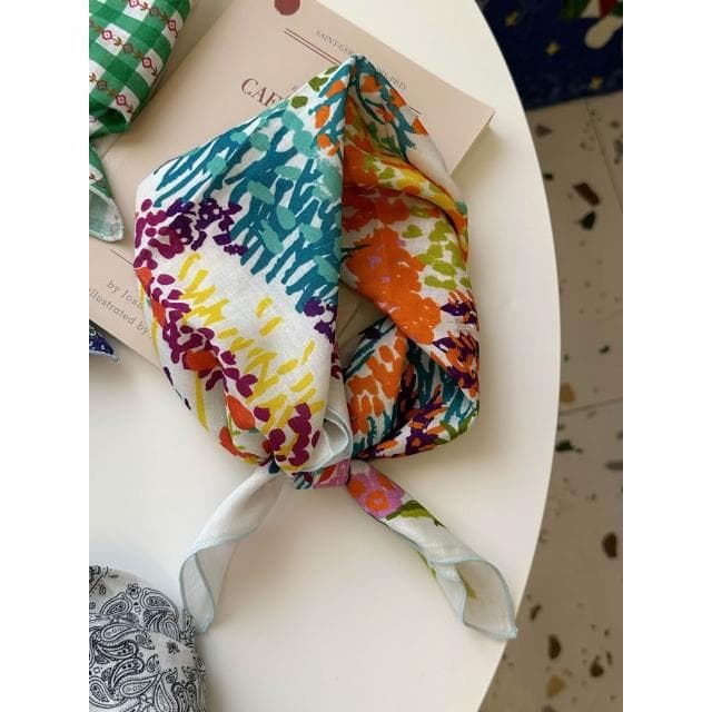 🎗飾間首飾鋪 軟乎方巾碎花波點棉麻領巾圍脖配飾裝飾頭巾文藝復古小清新ins腰巾