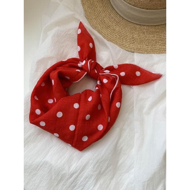 🎗飾間首飾鋪 軟乎方巾碎花波點棉麻領巾圍脖配飾裝飾頭巾文藝復古小清新ins腰巾
