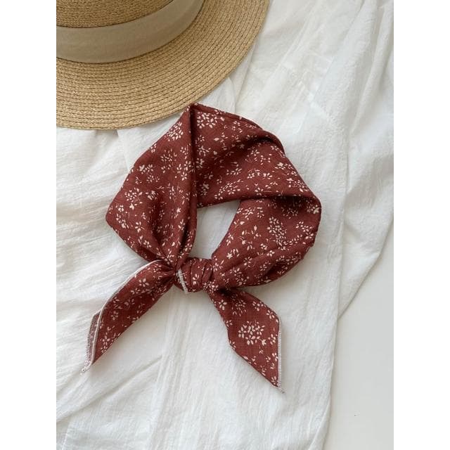 🎗飾間首飾鋪 軟乎方巾碎花波點棉麻領巾圍脖配飾裝飾頭巾文藝復古小清新ins腰巾