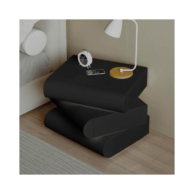 可旋轉智能床頭櫃月半全實木現代簡約奶油風無線充電帶燈藍牙音響