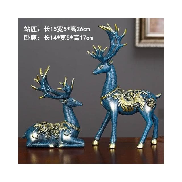 創意招財鹿擺件客廳酒櫃玄關家居擺設電視櫃福鹿裝飾新房喬遷禮物