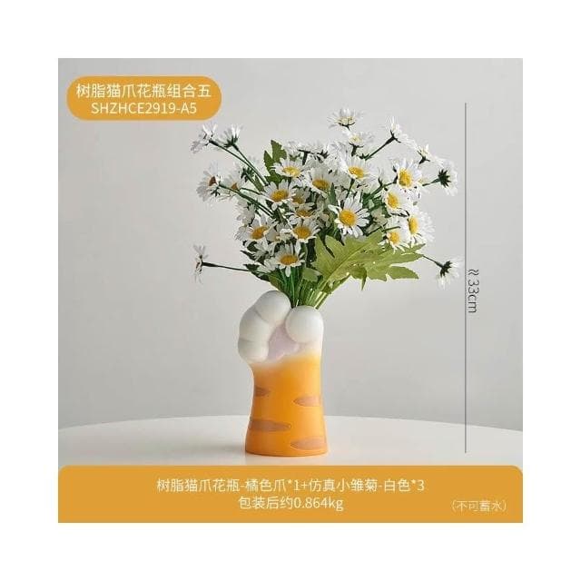 創意可愛貓爪花瓶擺件仿真花家居玄關桌面裝飾品喬遷女生生日禮物