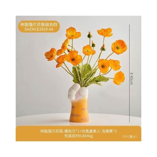 創意可愛貓爪花瓶擺件仿真花家居玄關桌面裝飾品喬遷女生生日禮物